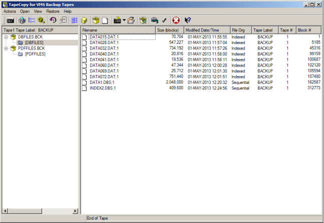 TapeCopy for VMS backup tapes screen shot